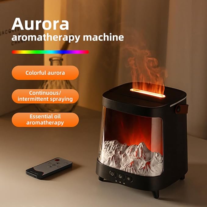Flame Essential Oil Diffuser, Ultrasonic Aromatherapy Humidifier,Aurora Mountain Diffuser 3-Mode Flame & Color Light,Quiet Mist Diffuser with Timer for Bedroom,Home,Office,Spa,Gift,Yoga - Image 5