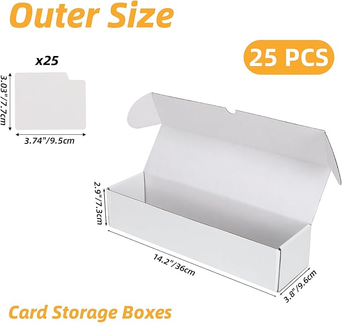Bulk 1200 Capacity Trading Cards Storage Box, in Total 25 Pack All White Cardboard Shipping Boxes for 30000 Count 12pt 2.5x3.5 inch Cards or Sleeved Cards - Image 2