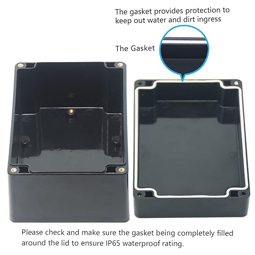 Junction Box, Zulkit Project Box IP65 Waterproof Outdoor Box ABS Plastic Electrical Boxes Electronic Enclosure Black 6.3 x 4.3 x 3.5 inch(160 x 110 x 90 mm)(Pack of 1) - Image 4