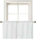 Home Queen White Waffle Bathroom Window Curtains, Water Repellent Rod Pocket Kitchen Drapes for Small Window, 2 Panels, 24 W X 36 L Inch Each by HomeQueen