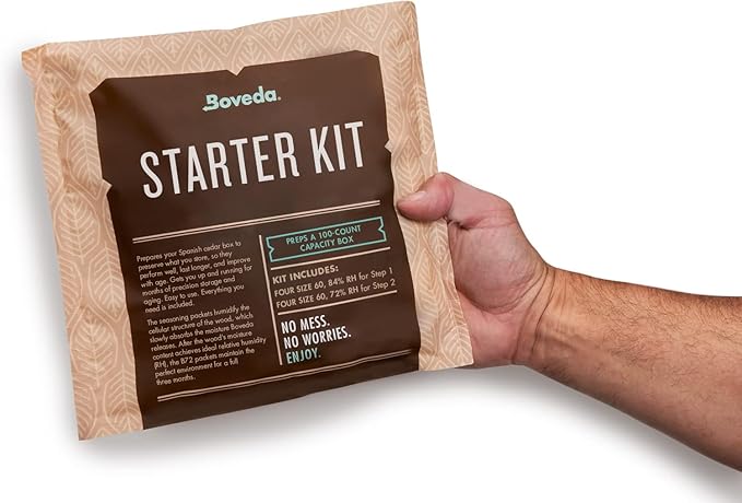 Boveda Starter Kit Bundle: Season a Wooden Storage Box Plus Maintain Humidity with 2-Way Humidity Control | Includes (2) Each Size 60 Boveda 84% RH & 72% RH | 1-Count - Image 2