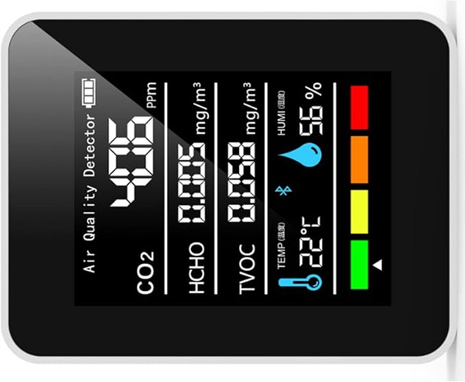 Fydun Air Quality Monitor Indoor, 5 in 1 Detector Portable Battery Operated Carbon Dioxide HCHO TVOC Temp Humi for Home, Grow Tent, Wine Cellar, Car - Image 9
