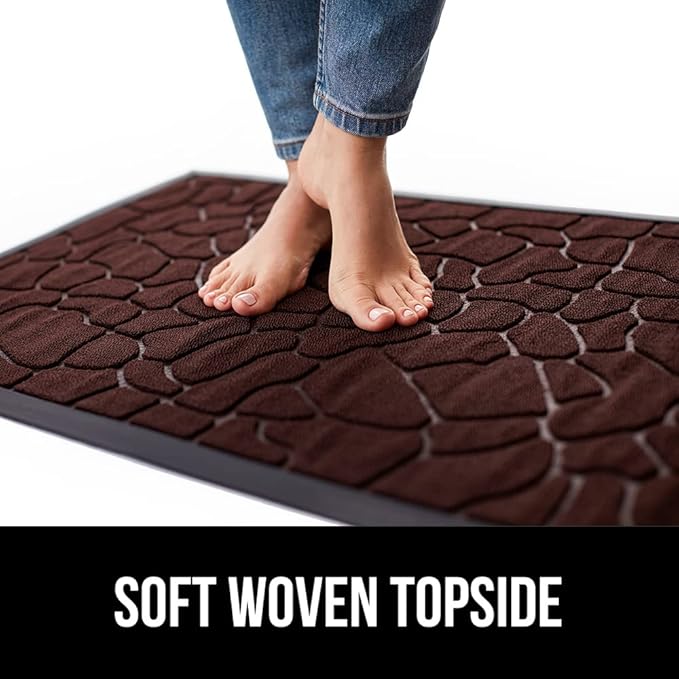 GORILLA GRIP 100% Waterproof All-Season WeatherMax Doormat, 47x35, US Designed Natural Rubber, Stain and Fade Resistant, Low Profile Indoor Outdoor Door Mats, Easy Clean Patio Mat, Dark Brown Pebble - Image 8