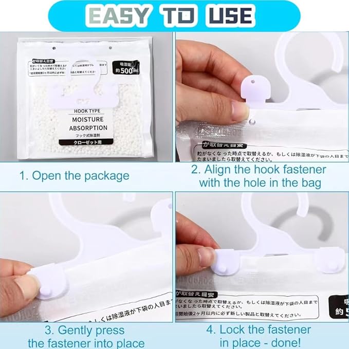 Moisture Absorbers Packets, Dehumidifier Bags, Hanging Moisture Absorber Bag, Humidity Packs,Closet Dehumidifier,Unscented Desiccant in Wardrobes, Bedrooms, Bathrooms,Kitchen(6 pack) - Image 4