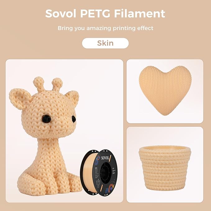 Sovol 3D Printer PETG Filament 1.75mm 1KG (2.2lbs), High Precision, Strong Toughness, Wiring Tightness, Dimensional Accuracy +/- 0.03 mm, 3D Printing PETG Filaments, Skin - Image 3