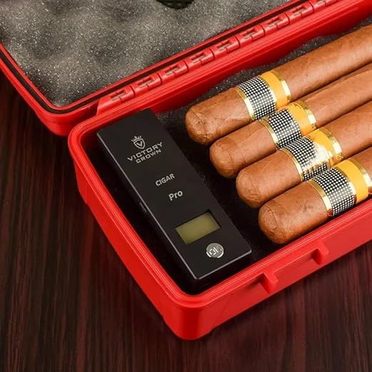 Digital Cigar Humidity Meter Portable Electric Moisture Guage Tester Reader Humidor Hygrometer Needle LCD Display Smoking Tobacco Accessories Gifts (Gray) - Image 3