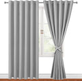 Hiasan Grommet Blackout Curtains for Bedroom, 70 x 84 Inches - Thermal Insulated & Light Blocking Window Drapes for Living Room/Dorm Room, Set of 2 Panels Sewn with Tiebacks, Silver Grey by Hiasan