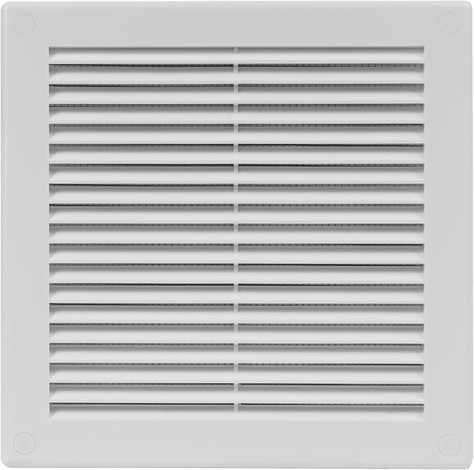 8" x 8" (Outer Size) Square Air Vent Cover – White Plastic Vent Deflector - Screen Mesh, Surface Mount Wall Ceiling – Cold Air Return Soffit Air Vent Cover - Register Indoor Outdoor by Unknown