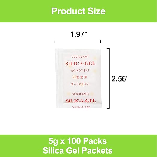 100-Pack 5g Silica Gel Packets – Premium Food Grade Rechargeable Desiccant with Color Indicating Beads for Spices, Vitamins, Electronics & Storage - Image 4