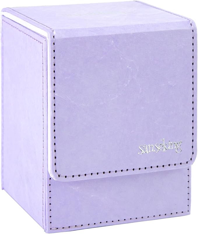 Magic Card Deck Box for MTG Single Deck Card Box fits 100+ TCG Sleeved Cards Tyvek® Paper Card Box Top Loading Card Boxes Magic Gift for MTG TCG CCG (Vertical,Light Purple) by Sanseking