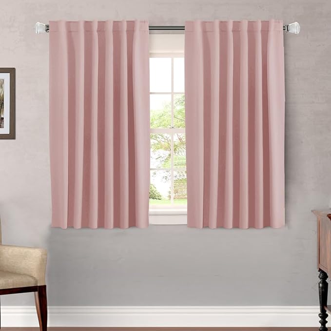 H.VERSAILTEX Blackout Curtains Thermal Insulated Window Treatment Panels Room Darkening Blackout Drapes for Living Room Back Tab/Rod Pocket Bedroom Draperies (2 Panels, Baby Pink, 52 x 45 Inch) by HVERSAILTEX