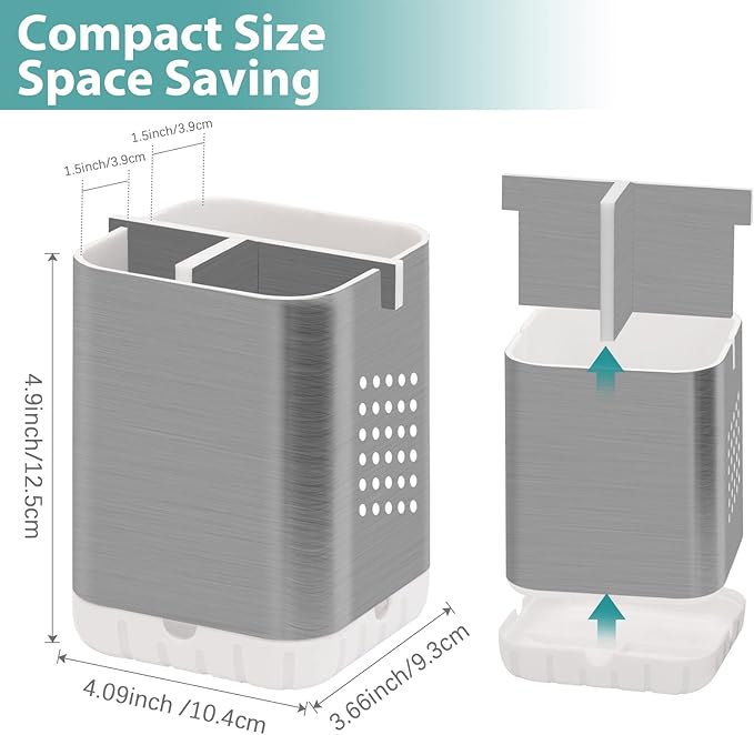 Boperzi Toothbrush Holder Toothpaste Organizer Drainage for Bathroom Vanity, Detachable Anti-Slip Brushed Nickel Toothpaste Storage Caddy 3 Slots with Drainage Holes for Makeup Brush Razor Stand - Image 5