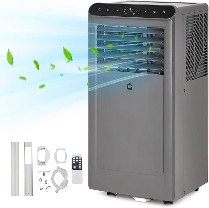 10,000 BTU Portable Air Conditioner with LED Display, 3-in-1 Portable AC Unit with Dehumidifier & Fan for Rooms Up to 450 Sq.Ft, Remote Control, 24h Timer, Easy Install for Bedroom & Home Office - Image 8
