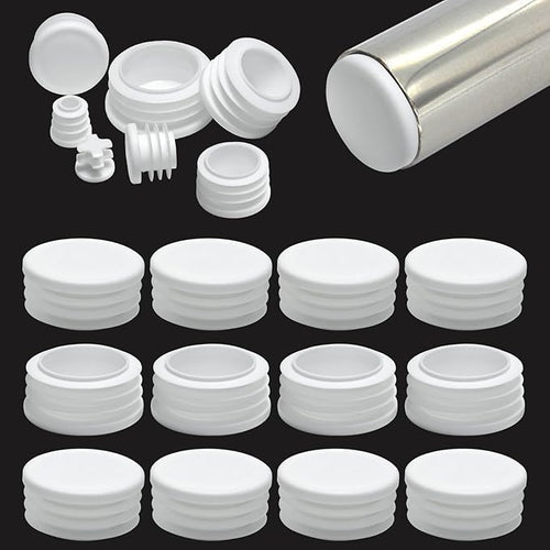 1-1/2" (38mm) Plastic Hole Plugs White -Round Chair Leg Caps, Flush Mount Pipe Plugs, Tubing End Caps for Metal&Wood Legs Tube, Outdoor Furniture Feet caps & Table Plastic Plugs, 12 PCS by EASYEAH