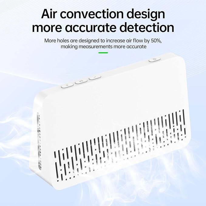 CIS 7-in-1 Air Quality Monitor, Indoor Humidity Monitor, Temperature, CO2, TVOC, HCHO, Time, Date Display Desktop Air Quality Tester, Air Quality Meters for Home Office Hotel Restaurant School - Image 6