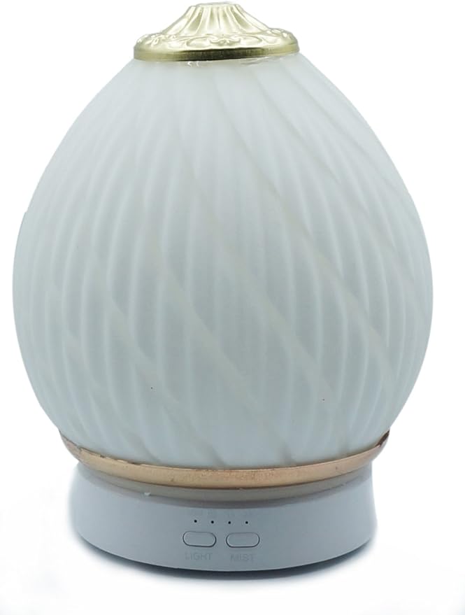 Aroma Diffuser Ultrasonic Essential Oil Aromatherapy Diffusers Stress Relaxing Ceramic Humidifier Adjustable Mist Mode Waterless Auto Shut-Off for Office Home Baby Study Yoga Spa White (Gold) - Image 9