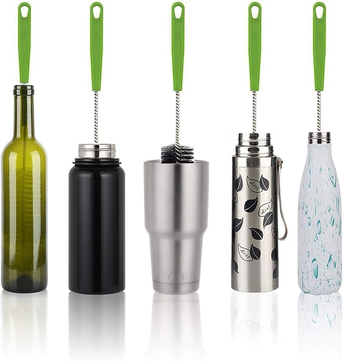 Long Bottle Brush, 17 in Bendable Cleaner Brushes for Cleaning Neck Beer Bottles, Wine, Baby Bottles, Water Bottles, Tumblers, Flask, Bird Feeder, Vase and Brewing Pipes Brush+Bottle Brush/2Pack - Image 2