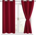 Hiasan Short Blackout Curtains for Bedroom - Thermal Insulated & Light Blocking Window Curtains for Living Room, 2 Drape Panels Sewn with Tiebacks, Christmas Red, 38 x 45 Inch by Hiasan