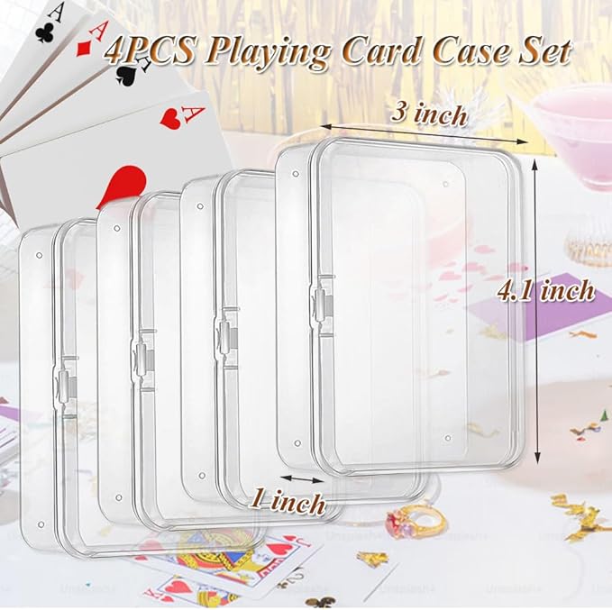 Clear Plastic Playing Card Case Set - 4Pcs Blank Playing Cards Storage Box Trading Card Deck box, Perfect for Organization of Business Game Cards and More (4pcs Clear) - Image 3