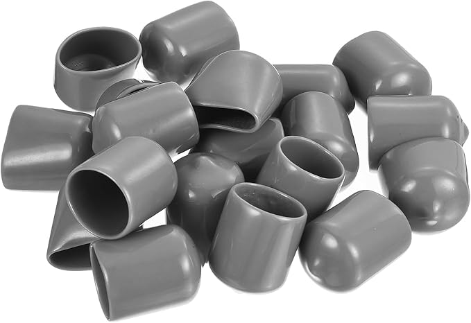 uxcell 20pcs Rubber End Caps Protective Caps 17mm ID Vinyl PVC Round Tube Bolt Cap Cover Screw Thread Protectors, Light Grey - Image 4