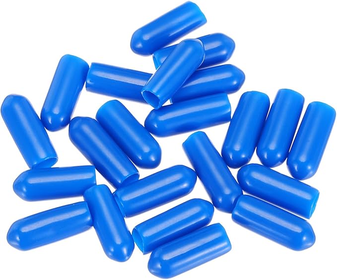 uxcell 20pcs Rubber End Caps 5mm(3/16") ID Vinyl PVC Round Tube Bolt Cap Cover Screw Thread Protectors,Blue - Image 4