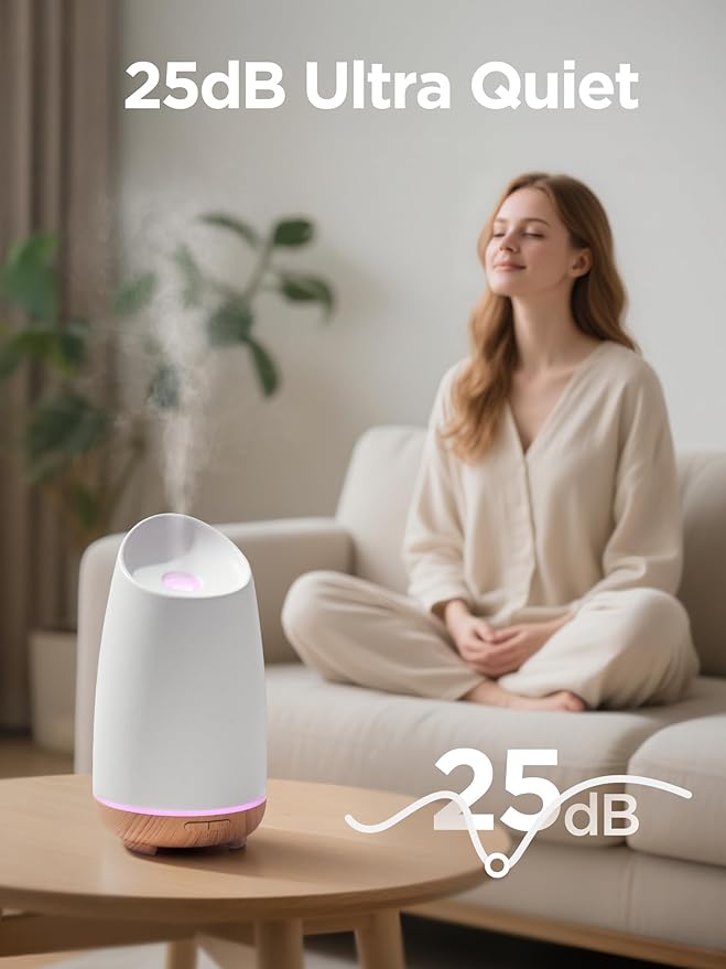 InnoGear 150ml Ceramic Oil Diffuser, Handcrafted Stone Essential Oil Diffuser Aromatherapy Diffusers Ultrasonic Cool Mist Humidifier Vaporizor 2 Mist Modes for Room Home, White Slope Cut Ceramic - Image 6