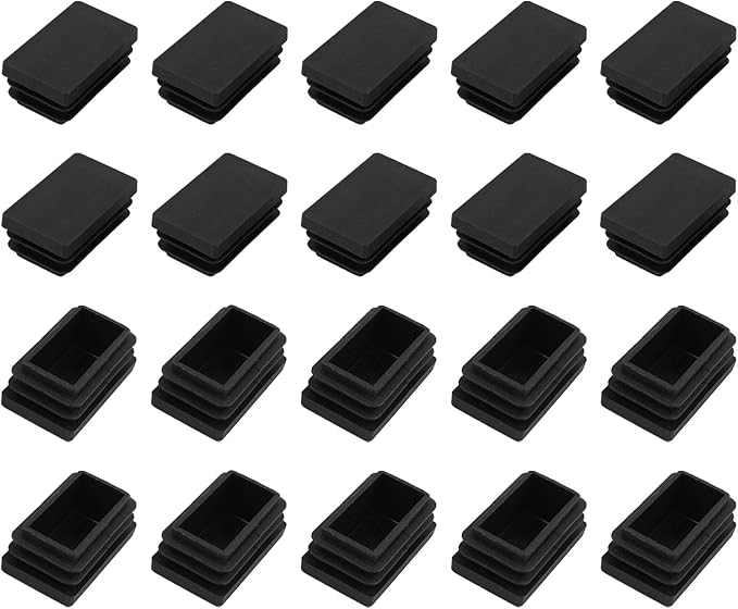 METALLIXITY Rectangle End Caps (50 x 30mm) 24Pcs, Plastic Rectangle Tube Inserts Threaded End Blanking Caps Protector - for Furniture Table Chair Legs, Black by METALLIXITY