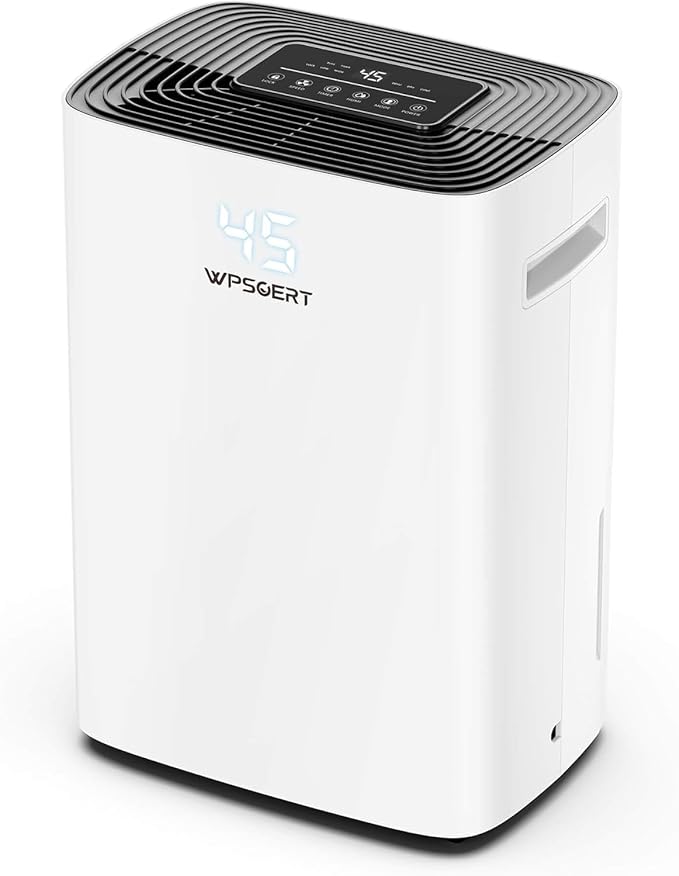 5500 Sq.Ft Dehumidifier for Basement, WPSOERT 80 Pints Dehumidifiers for Home with Drain Hose, 1.6 Gallon Water Tank, Smart Humidity Control, Auto Defrost, 24-Hour Timer, Child Lock by WPSOERT