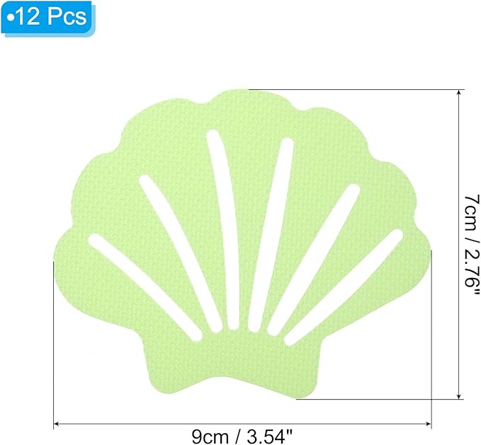 PATIKIL 12 Pcs Non Slip Bathtub Stickers, Anti Slip Shower Stickers Bathroom Shower Floor Decals Sea Shell Shape Cute Treads Tubs, Green - Image 2