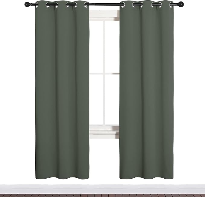 NICETOWN Thermal Insulated Curtains Blackout Draperies, Window Treatment Solid Grommet Room Darkening Drape Panels for Bedroom (Dark Mallard, Set of 2, 34 by 72 inches Long) - Image 2