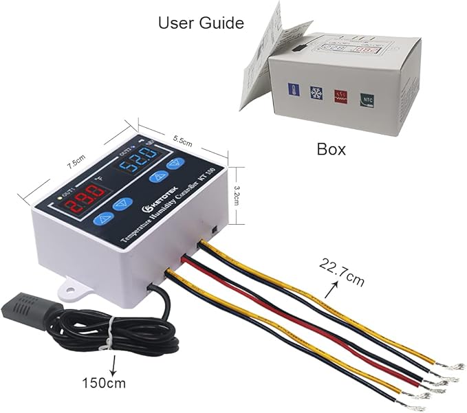 KETOTEK Temperature Humidity Controller Digital Thermostat Module 120V, Heating Cooling Humidification and dehumidification Control 110V 10A, Fahrenheit Display - Image 7