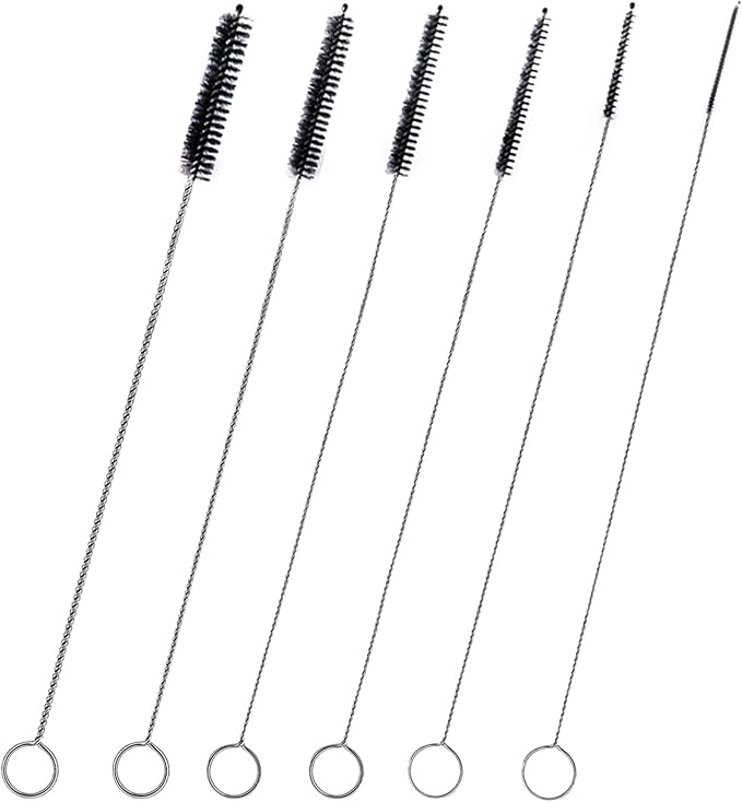 Straw Cleaner Brush Set,6 Piece Long Drinking Straws Cleaning Brush Pipe Tube Tiny Brushes 10-inch,Black by BRUSHFAMILY