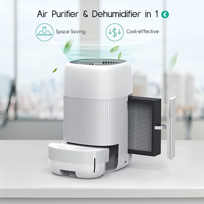 Afloia Air Purifier and Dehumidifier in 1, Air Purifier with Efficient Filter, Small Dehumidifier Combined with Air Cleaner, Remove Pet Odors Dust Smoke for Home, Bedroom, Bathroom - Image 5