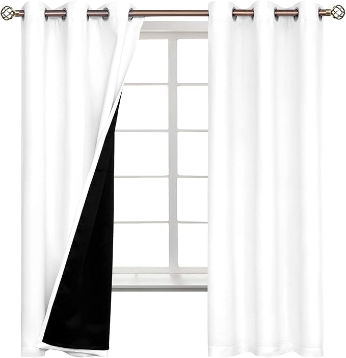BGment White Blackout Curtains 63 Inch Long - Black Out Curtains for Bedroom Thermal Insulated Curtains for Winter Grommet Total Room Darkening Window Drapes, 2 Panels, 42 x 63 Inch - Image 8