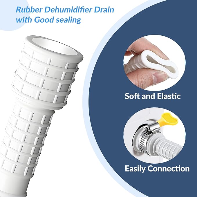 Portable Dehumidifier Drain Hose with Cuttable Rubber Adapter and Clamp,Flexible Universal AC and Dehumidifier Replacement Hose Kit (16.5FT) - Image 5