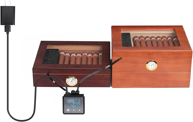 Electric Cigar Humidifier for Cigar Humidor Box - Dual-Fan Sensor-Controlled + LCD Humidity & Temperature Display, Multi-Device Connection Supported, for 40-180 Cigars 1V2 - Image 2