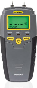 General Tools MMD4E Digital Moisture Meter, Water Leak Detector, Moisture Tester, Pin Type, Backlit LCD Display With Audible and Visual High-Medium-Low Moisture Content Alerts, Grays by GeneralTools