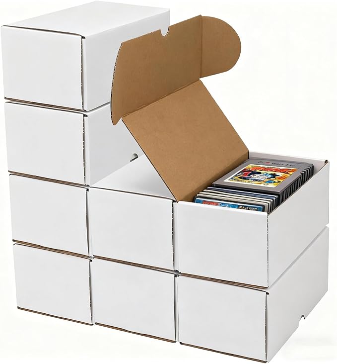 Bulk 200 Capacity Card Toploaders Storage Box, in Total 25 Pack Brown White Cardboard Shipping Boxes for 5000 Count 35pt 3x4 inch Toploaders or Toploaded Cards - Image 4