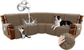 Arfntevss Waterproof Recliner Sectional Couch Covers for Reclining Sectional L Shape Sofa Cover Non Slip Washable Recliner L Shaped Slipcover Sets for Dog Furniture Protector (5 Seater, Light Brown) by Arfntevss