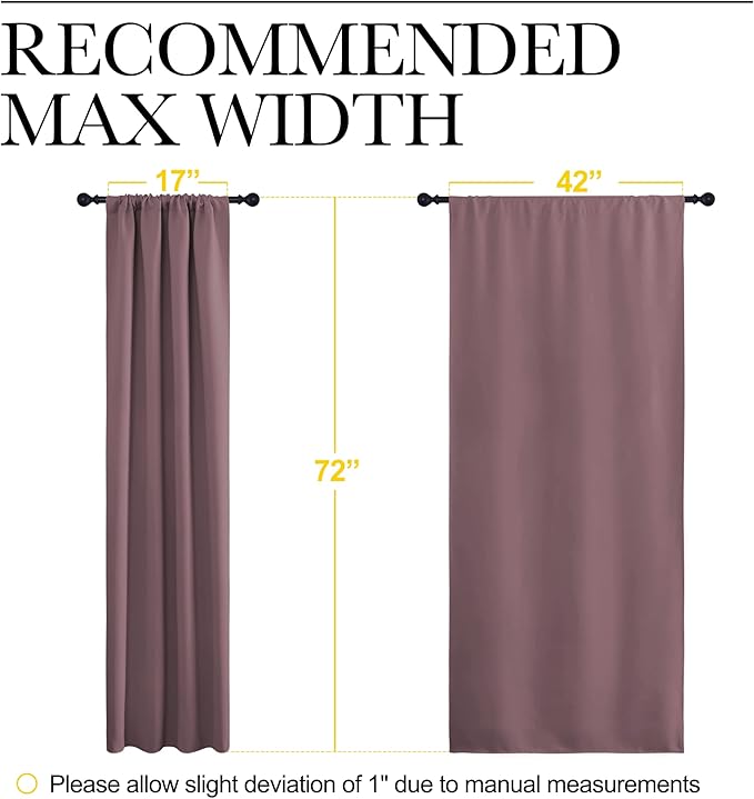 NICETOWN Dry Rose Blackout Curtains for Living Room - Triple Weave Home Decoration Thermal Insulated Solid Rod Pocket Blackout Drapes for Bedroom(Set of 2, 42 x 72 Inch) - Image 7