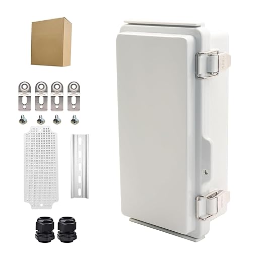 Outdoor Waterproof Electrical Box Junction Box Weatherproof IP67 ABS Plastic Enclosure Switch Router Project Box Electronics Enclosure With Mounting Plate Wall Bracket Grey 7.9" x 3.9" x 2.8" by YETLEBOX
