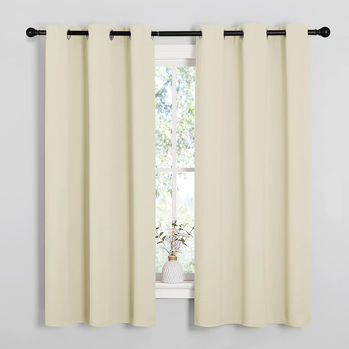 NICETOWN Kitchen Curtains for Decoration, Thermal Insulated Grommet Room Darkening Draperies/Panels for Laundry (Beige, 2 Panels, W42 x L63 inches) by NICETOWN
