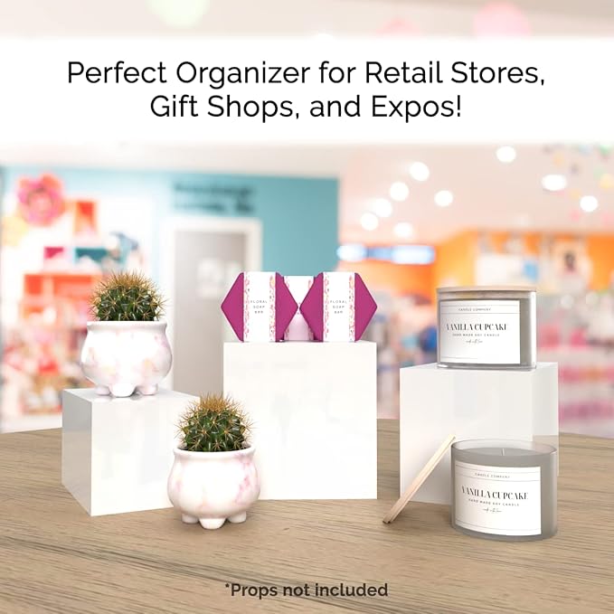 6 Pack Acrylic Display Riser Boxes White 3 Piece Retail Product Riser with Hollow Bottom 4", 5", 6" High Nesting Bins One Open Side Merchandise Storage Box POP Showcase by Marketing Holders - Image 3