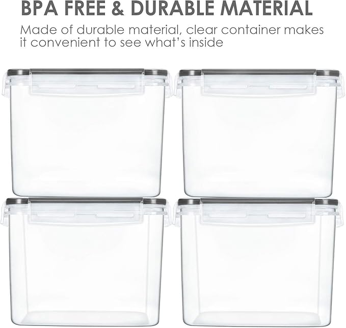 Vtopmart Food Storage Containers 3.3 quart / 3.6L, 4 Pieces BPA Free Plastic Airtight Canister for Flour, Sugar, Baking Supplies, with 4 Measuring Cups and 24 Labels,Black - Image 6