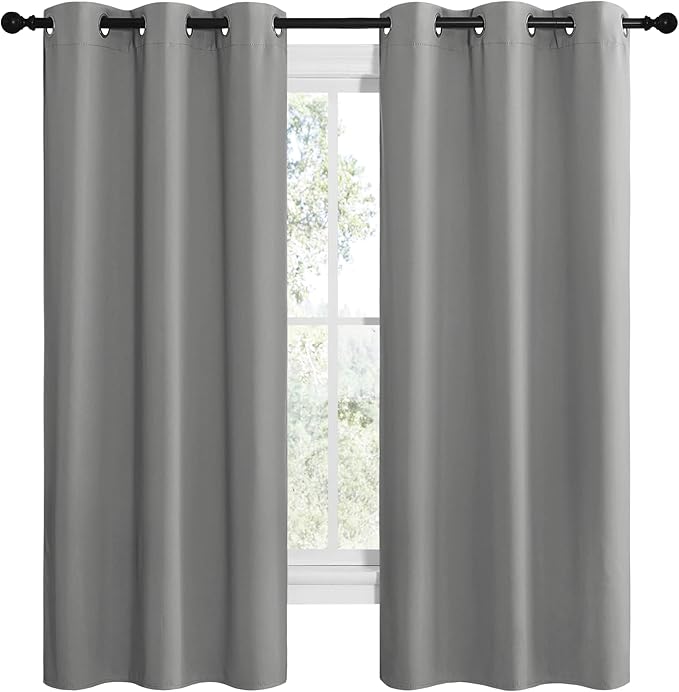 NICETOWN Thermal Insulated Grommet Blackout Curtains, Kids Window Drape Panel for Nursery, Privacy Short Curtains (Silver Grey, 2 Panels, W42 x L68 -Inch) - Image 2