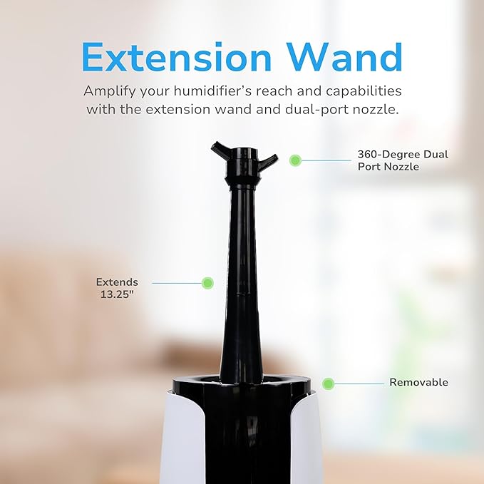 HHU400 Hunter Aspire Series Ultrasonic Humidifier (8.3L) - Vibration Technology Humidifier with Long Lasting Mist for Large Spaces - Extension Wand & 360 Degree Nozzle for Even Distribution - Black - Image 5