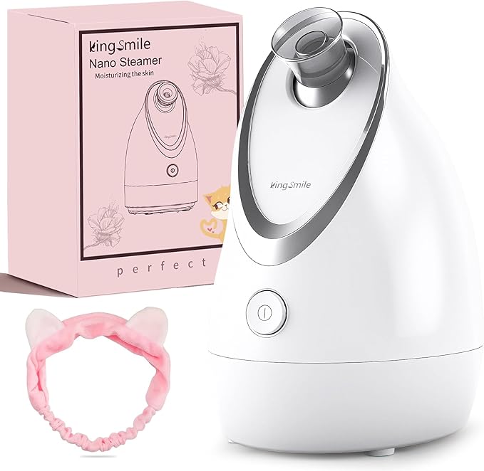 Kingsmile Facial Steamer for Face, 3 in 1 Face Steamer for Facial Deep Cleaning, Compact Nano Steamer - Aromatherapy, Adjustable Nozzle Warm Steam for Home SPA, Face Steamer for Sinuses with Hairband by Kingsmile