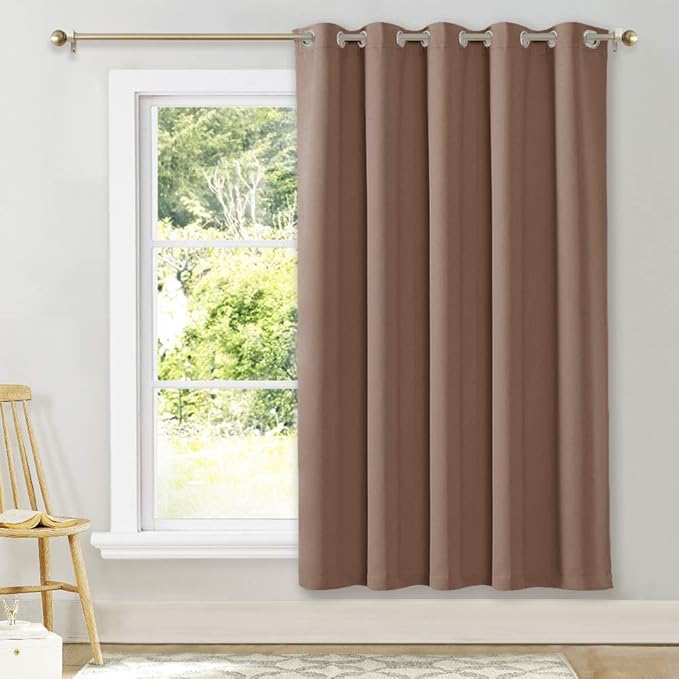 NICETOWN Vertical Blinds for Sling Door, Grommet Top Blackout Window Curtains, Privacy Blinds for Patio, Wide Curtains(1 Piece, Cappuccino, 70" W x 72" L) by NICETOWN