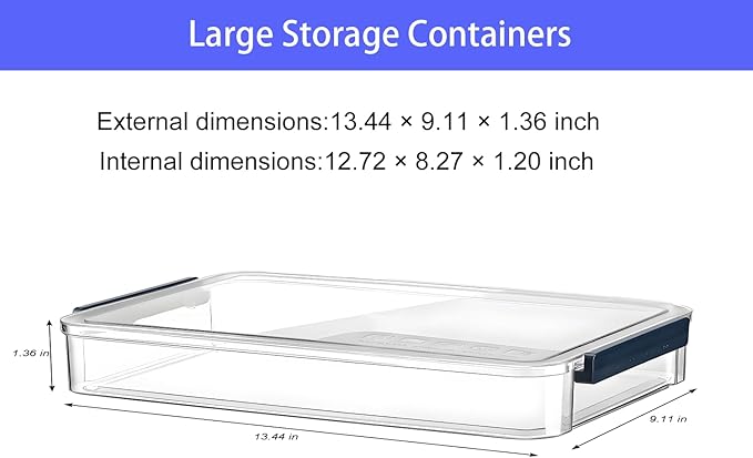 2 Pcs Plastic Portable Project Case, Clear Stackable Storage Boxes Organizer for A4 Files, Scrapbooks, Art Supplies (‎Blue Latch, Small) - Image 2