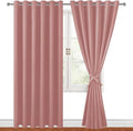 Hiasan Room Darkening Curtains for Bedroom, 70 x 84 Inches - Thermal Insulated & Energy Saving Window Drapes for Living Room/Dorm Room, Set of 2 Panels Sewn with Tiebacks, Dusty Rose by Hiasan